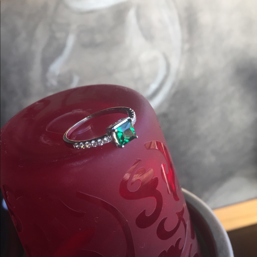Emerald ring Lab created Nano engagement ring new